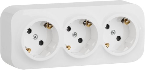 Розетка с заземлением накладная Legrand Quteo 3-м. шторки белый картинка
